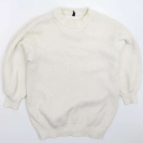 Divided Womens White  Knit Pullover Jumper Size L
