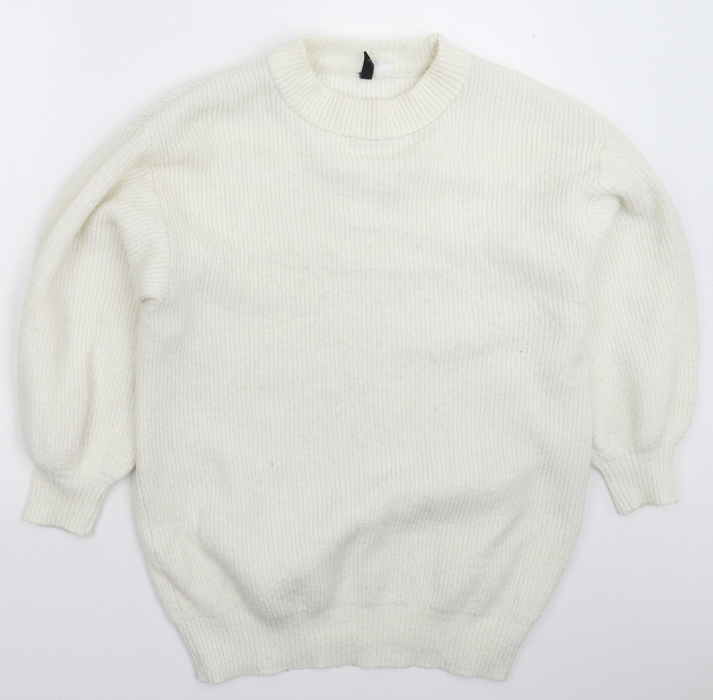 Divided Womens White  Knit Pullover Jumper Size L