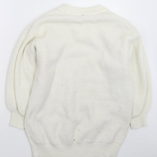 Divided Womens White  Knit Pullover Jumper Size L