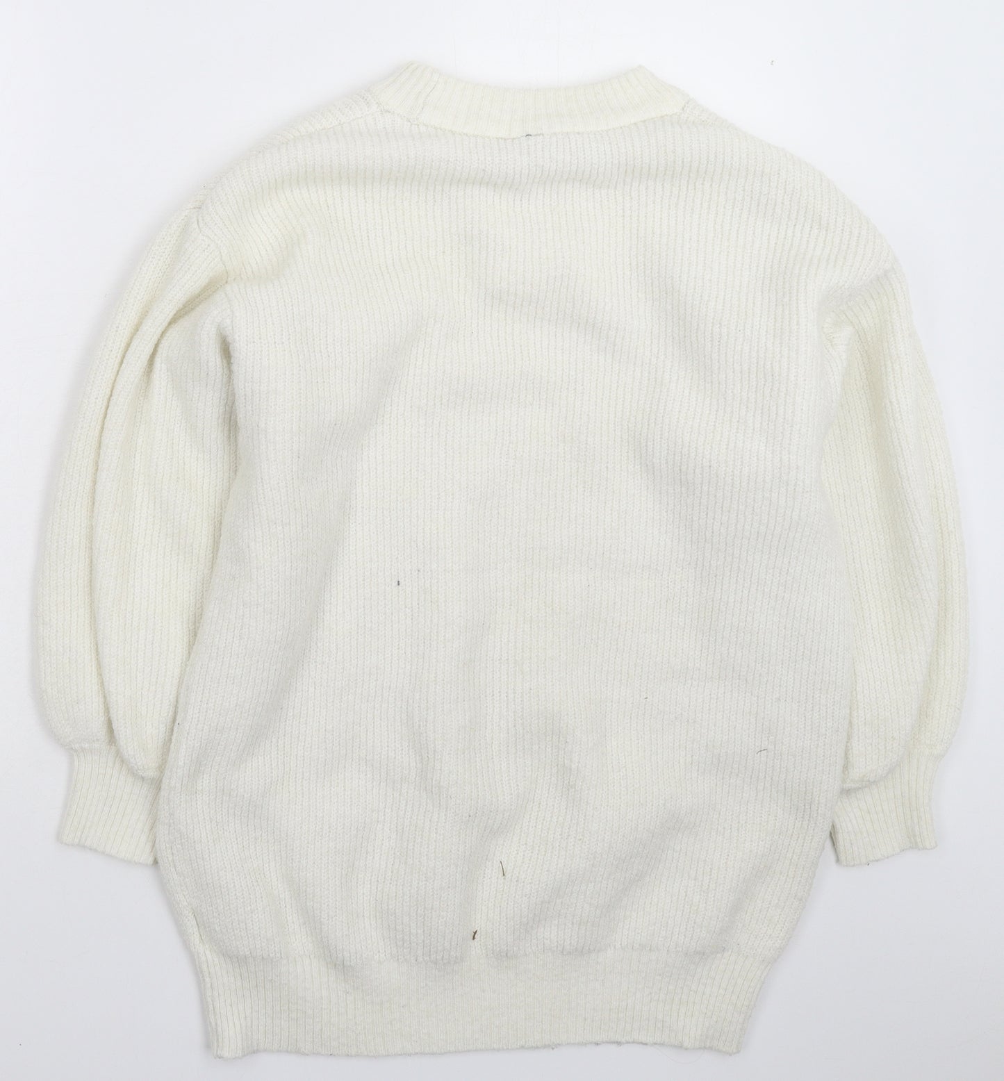 Divided Womens White  Knit Pullover Jumper Size L