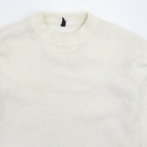 Divided Womens White  Knit Pullover Jumper Size L