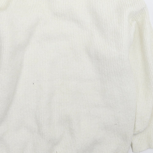 Divided Womens White  Knit Pullover Jumper Size L