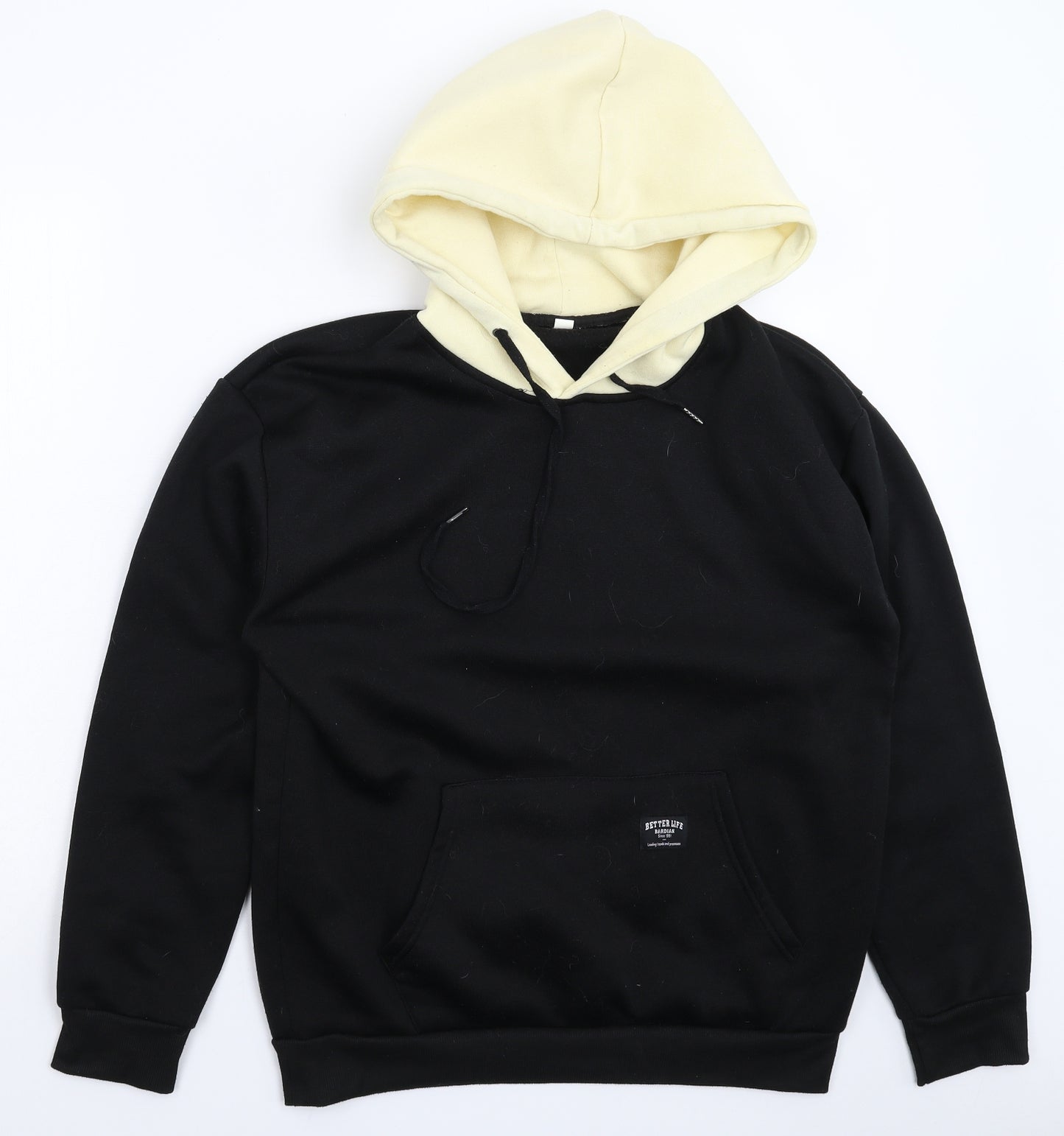 Bardian Mens Black  Fleece Pullover Hoodie Size M