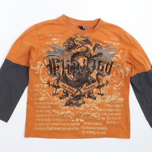 Backflips Boys Orange   Basic T-Shirt Size 9-10 Years