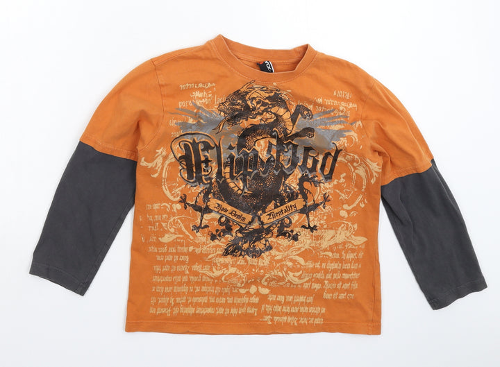 Backflips Boys Orange Basic T-Shirt Size 9-10 Years