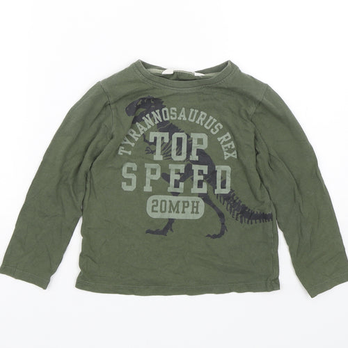 H&M Boys Green   Basic T-Shirt Size 2-3 Years  - Dinosaur