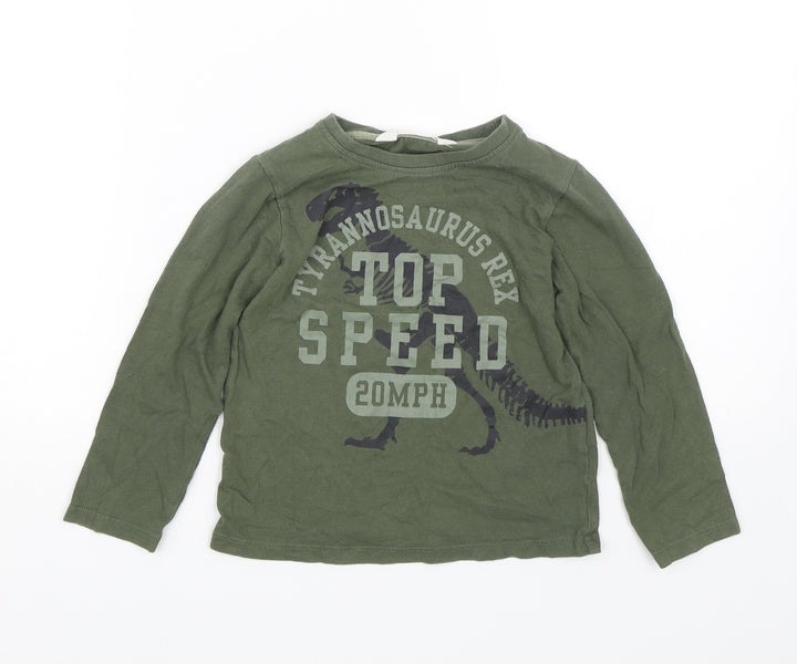 H&M Boys Green   Basic T-Shirt Size 2-3 Years  - Dinosaur
