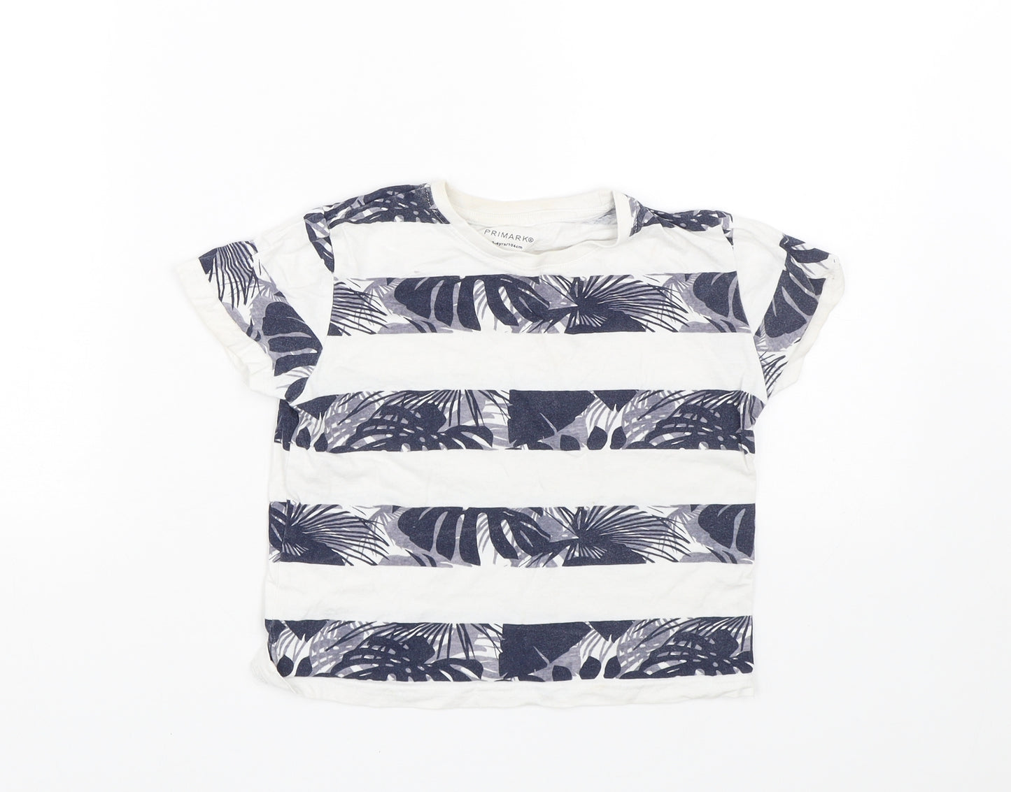 Primark Boys Blue Striped  Basic T-Shirt Size 3-4 Years