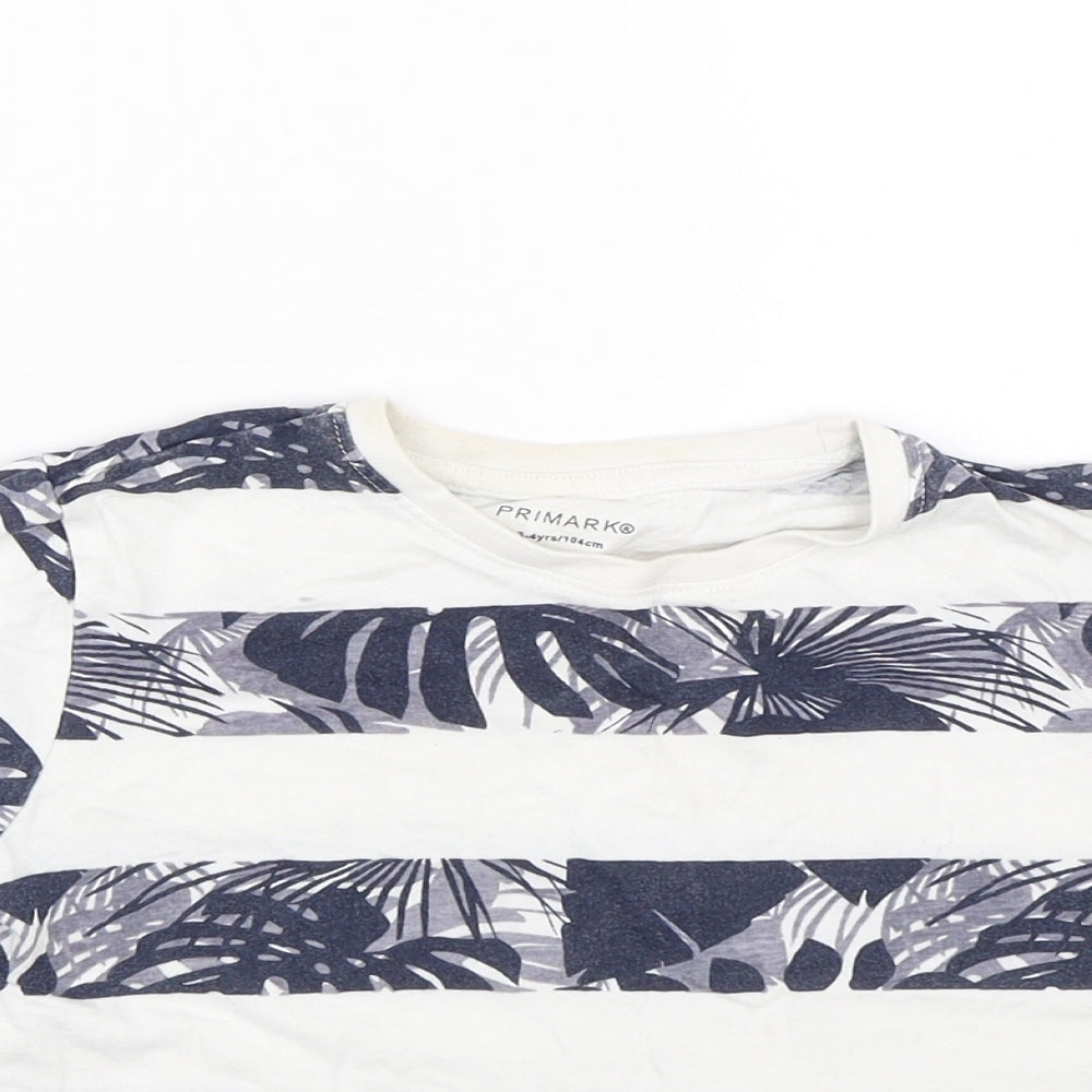 Primark Boys Blue Striped  Basic T-Shirt Size 3-4 Years
