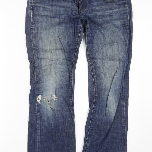 M&S Womens Blue  Denim Straight Jeans Size 10 L27 in