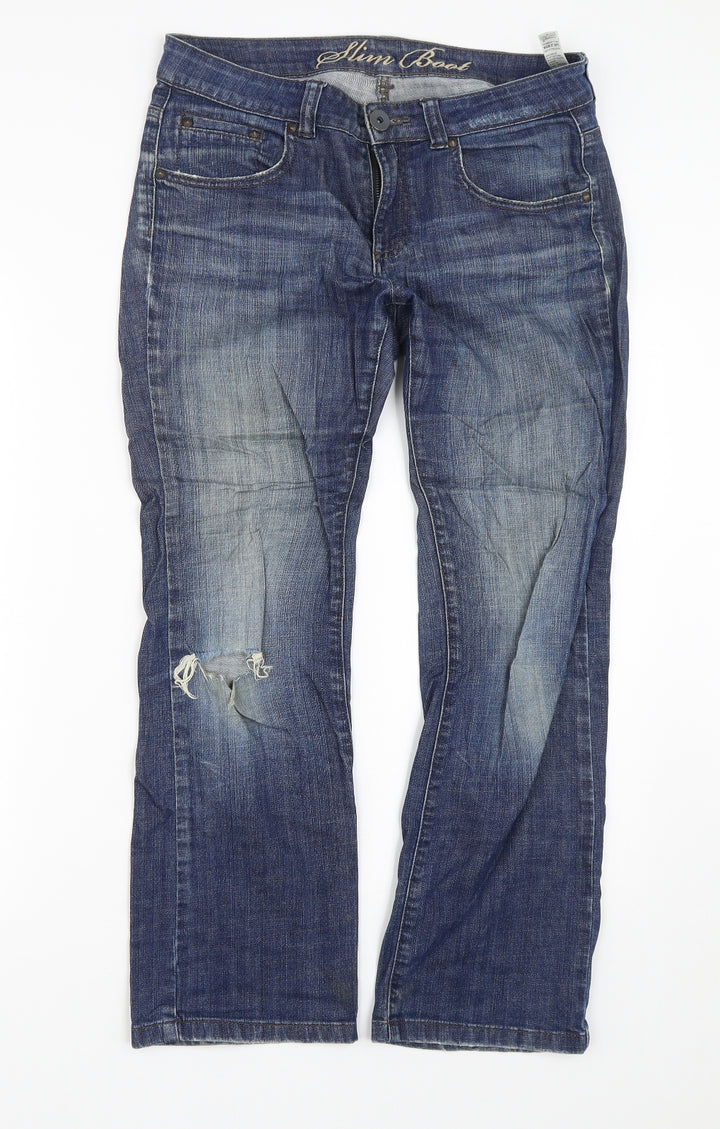 M&S Womens Blue Denim Straight Jeans Size 10 L27 in