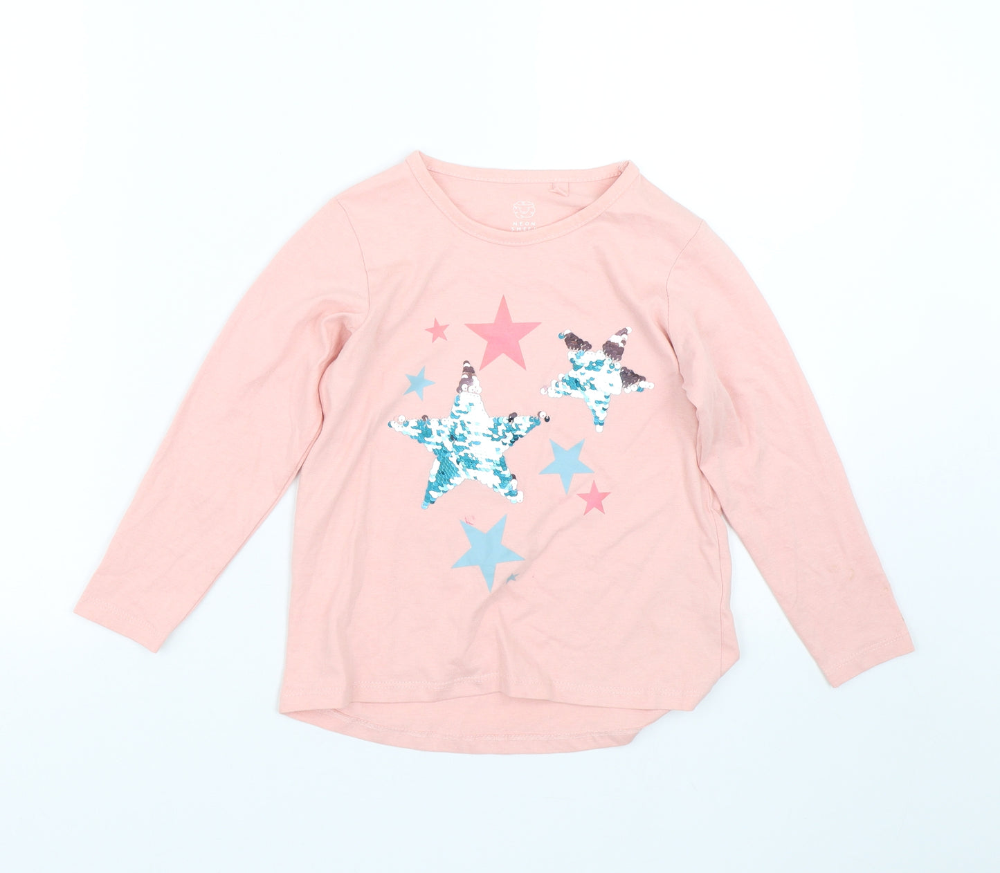 Neon sheep Girls Pink   Basic T-Shirt Size 3-4 Years