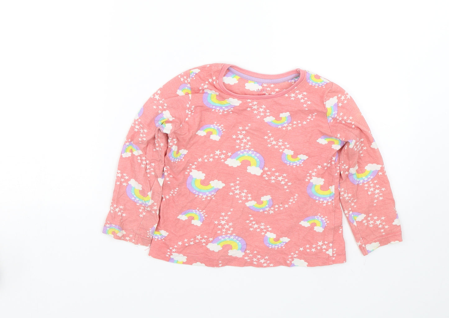 Studio Girls Pink   Basic T-Shirt Size 5-6 Years  - Rainbow