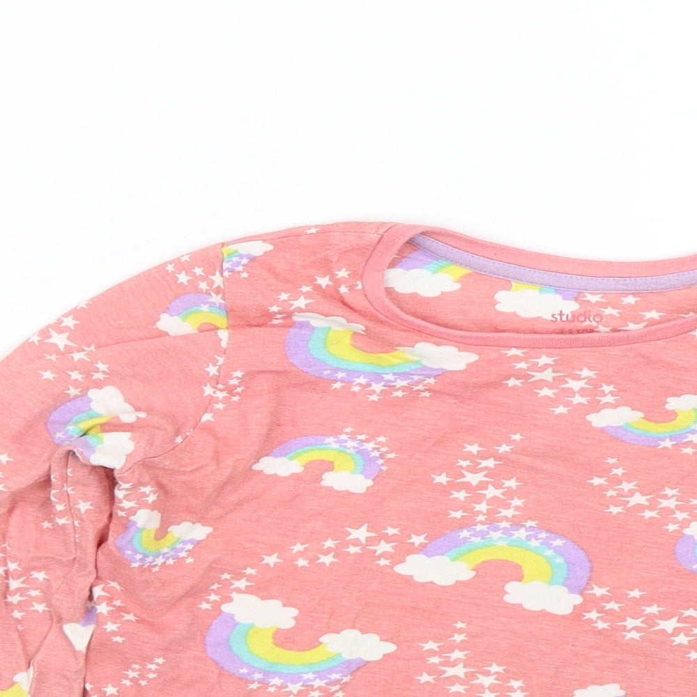 Studio Girls Pink   Basic T-Shirt Size 5-6 Years  - Rainbow
