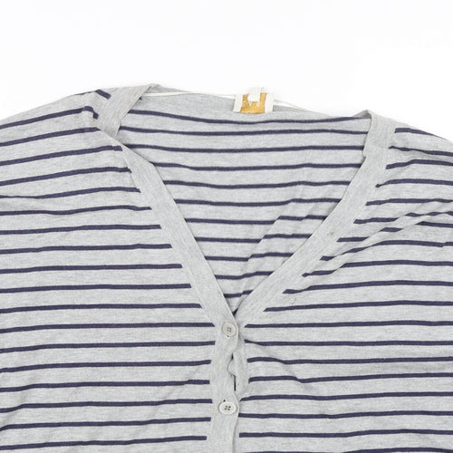 EAST Womens Grey Striped  Cardigan Jumper Size M