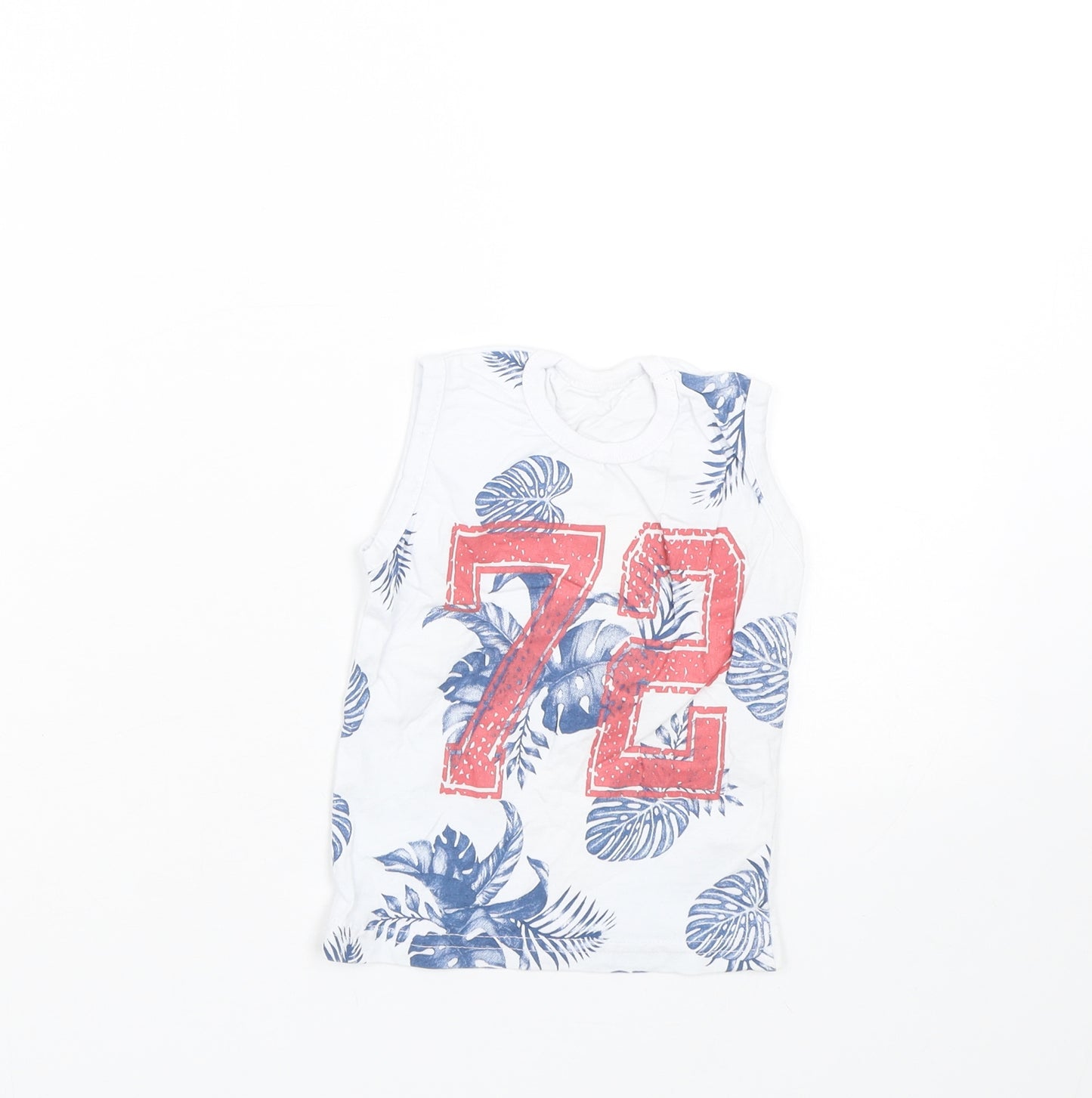 Preworn Boys White Floral  Basic Tank Size 3 Years