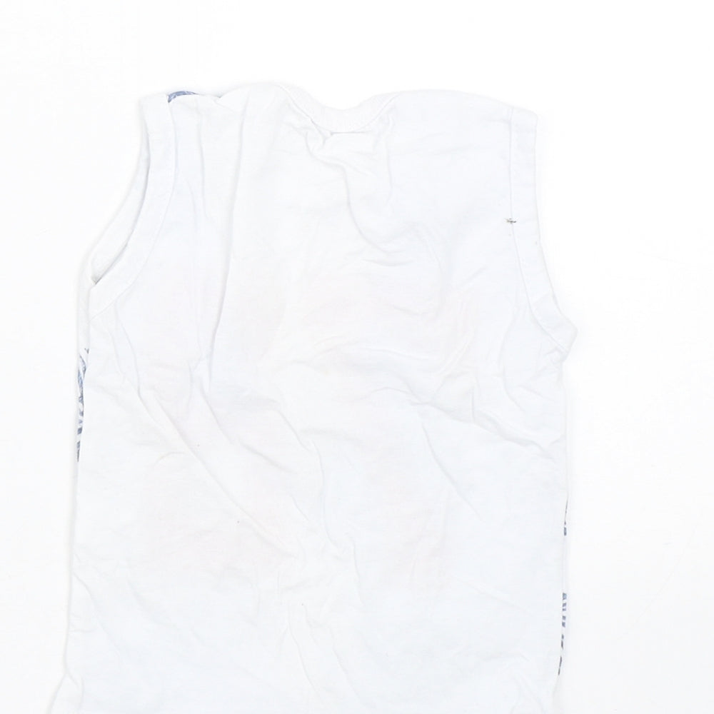 Preworn Boys White Floral  Basic Tank Size 3 Years