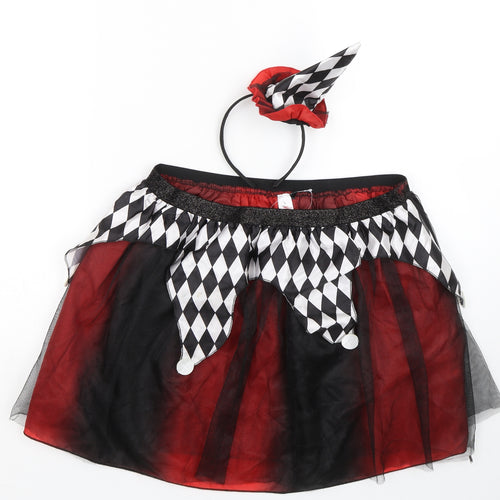 George Womens Red Check  Flare Skirt Size L  - headband included