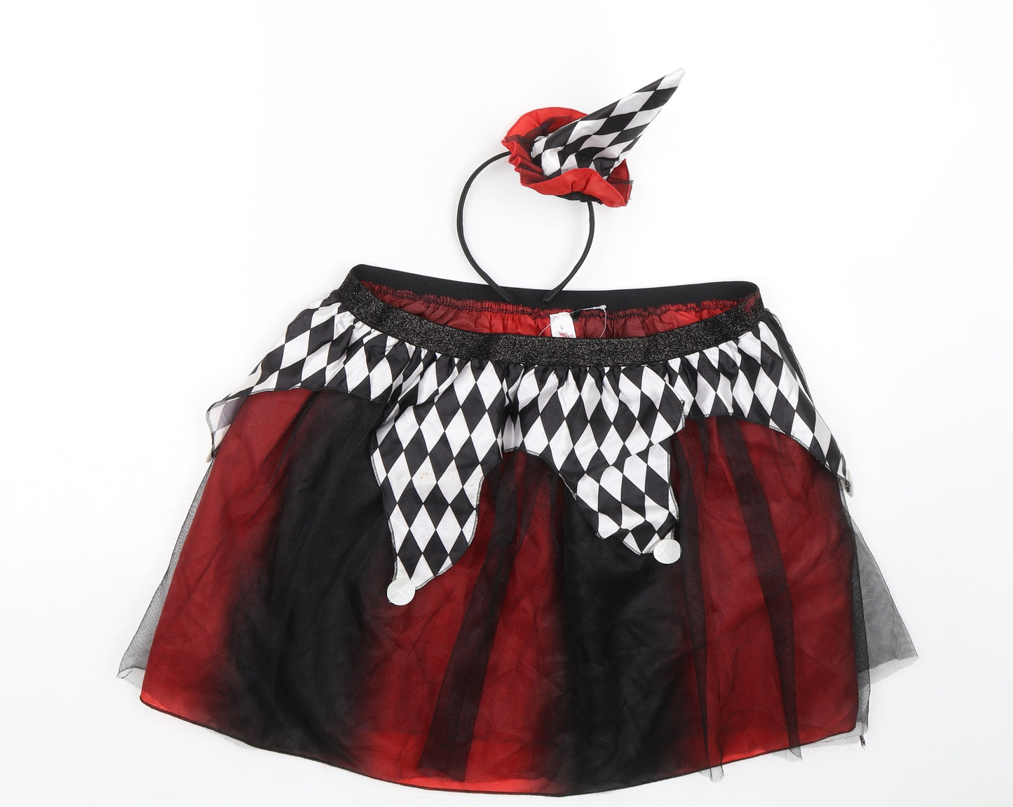 George Womens Red Check  Flare Skirt Size L  - headband included
