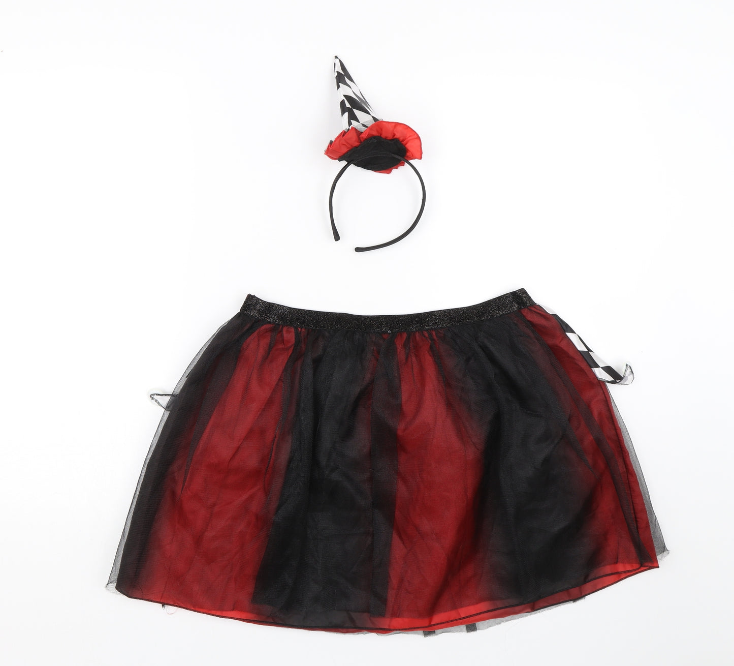 George Womens Red Check  Flare Skirt Size L  - headband included