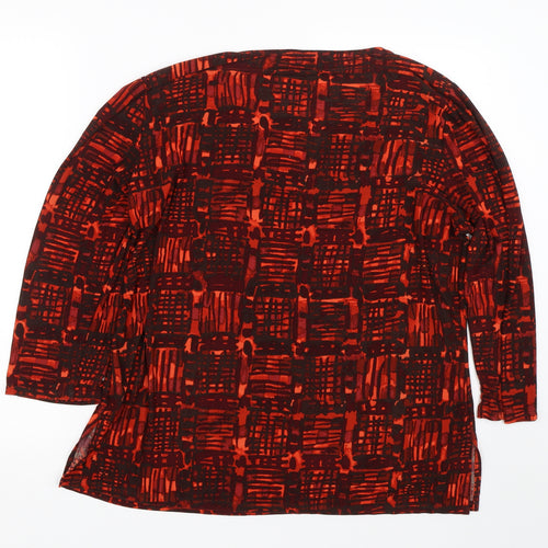 Rafaella Womens Orange Geometric  Basic T-Shirt Size L