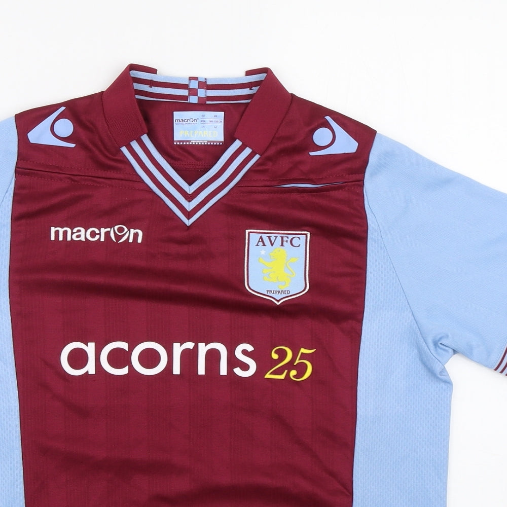 Macron Boys Purple Striped  Basic T-Shirt Size 11-12 Years  - Aston Villa FC