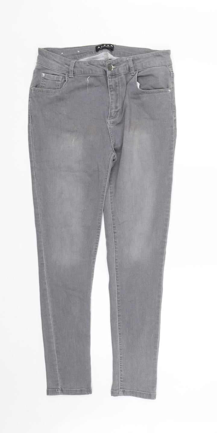 Peacocks Womens Grey Skinny Jeans Size 14 L28 in