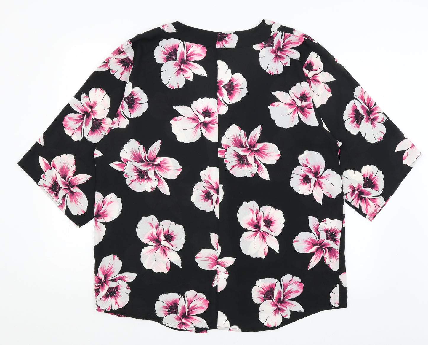 F&F Womens Black Floral  Wrap Blouse Size 12