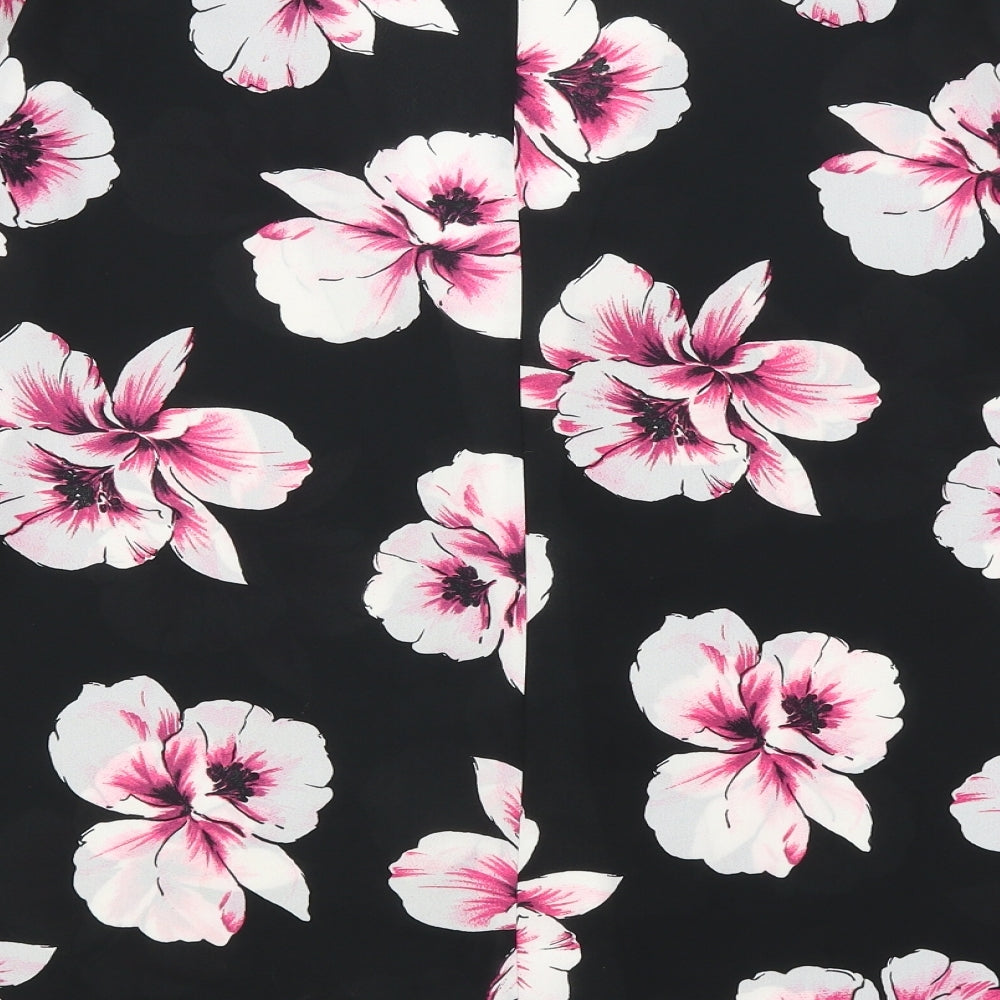F&F Womens Black Floral  Wrap Blouse Size 12