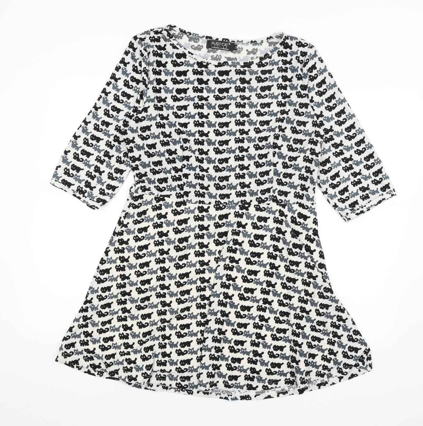 Pussycat Womens White   Fit & Flare  Size 14  - Cats