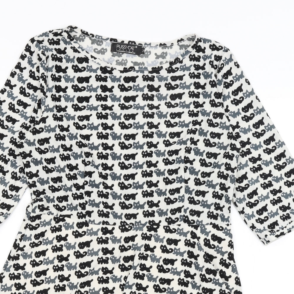 Pussycat Womens White   Fit & Flare  Size 14  - Cats