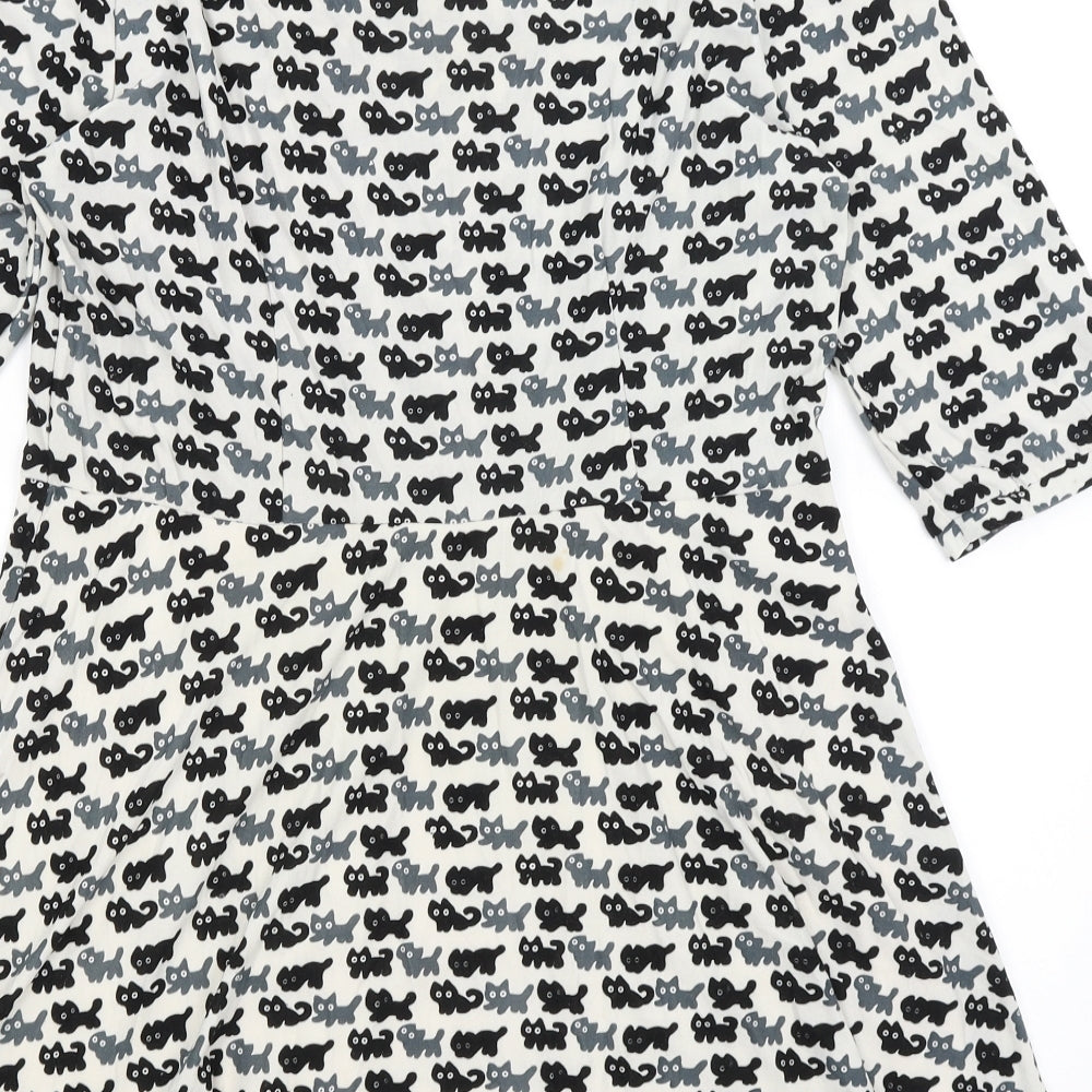 Pussycat Womens White   Fit & Flare  Size 14  - Cats