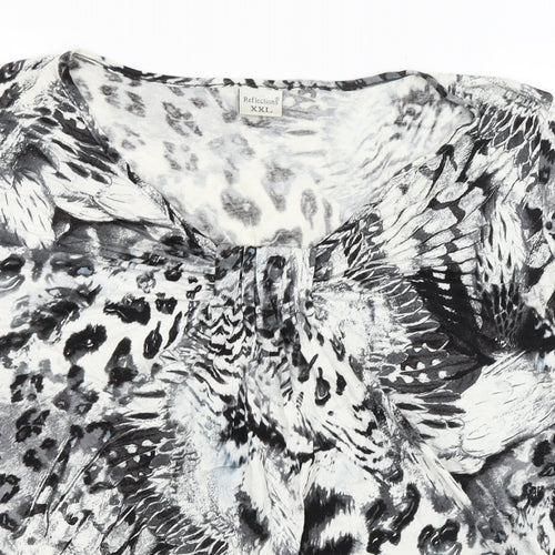 Reflections Womens White Animal Print  Basic T-Shirt Size 2XL