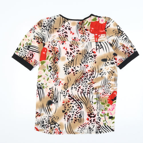 Cecilia Womens Brown Animal Print  Basic T-Shirt Size M
