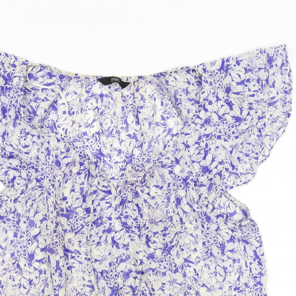 F&F Womens Blue Floral  Basic Blouse Size 18