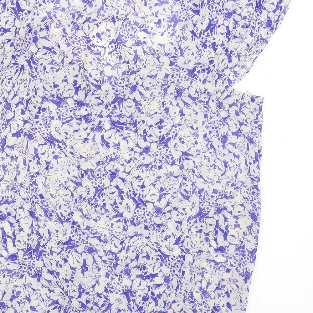 F&F Womens Blue Floral  Basic Blouse Size 18