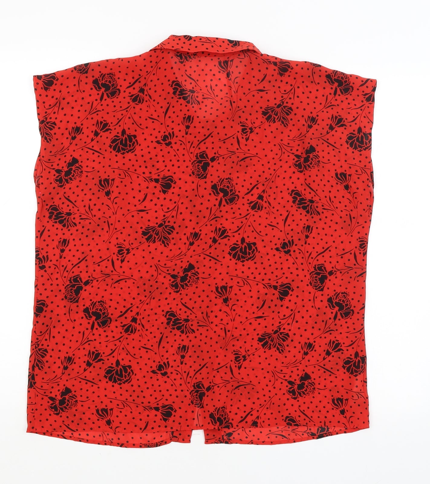 St Michael Womens Red Floral  Basic Button-Up Size 16