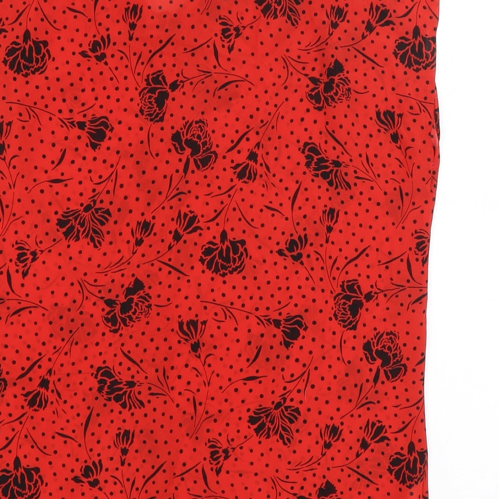 St Michael Womens Red Floral  Basic Button-Up Size 16