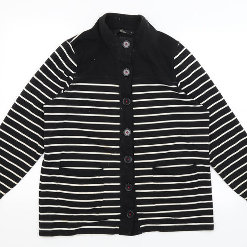 BM Womens Black Striped  Cardigan Jumper Size M