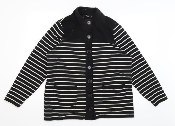 BM Womens Black Striped  Cardigan Jumper Size M
