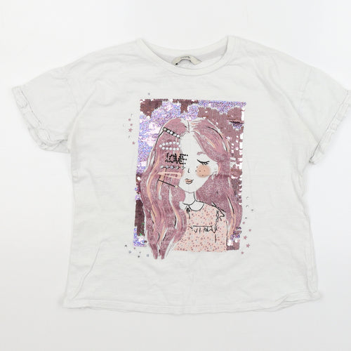 George Girls White   Basic T-Shirt Size 10-11 Years