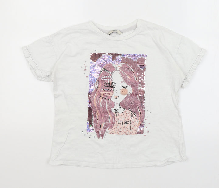 George Girls White   Basic T-Shirt Size 10-11 Years