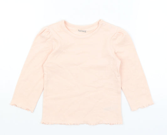 Front view of Nutmeg Baby Pink Basic T-Shirt, size 12-18, Months