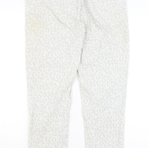 Moda Womens White Animal Print  Trousers  Size S L27 in