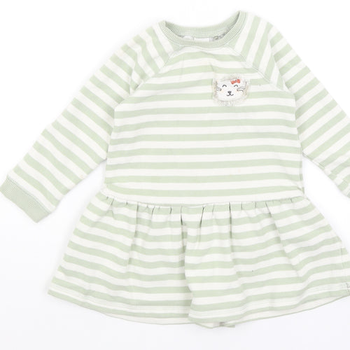 NEXT Baby Green Striped  Jumper Dress  Size 18-24 Months