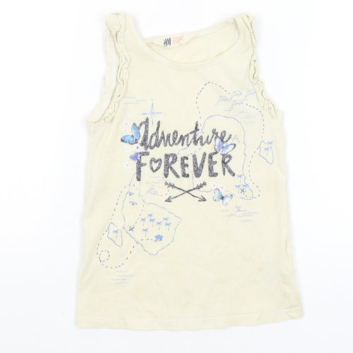 H&M Girls Yellow   Basic Tank Size 5-6 Years  - Adventure Forever