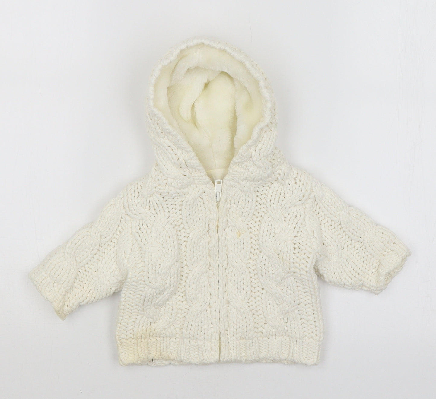George Baby White   Full Zip Jumper Size 0-3 Months