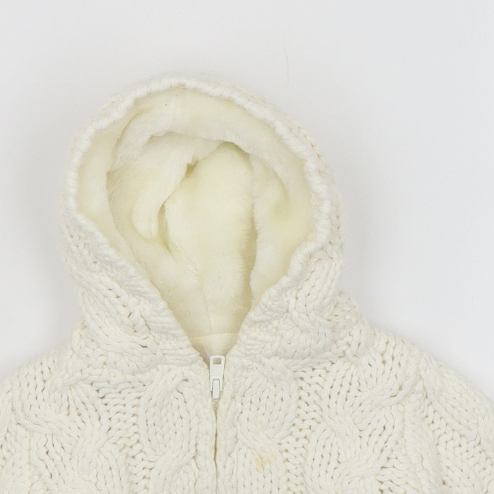 George Baby White   Full Zip Jumper Size 0-3 Months