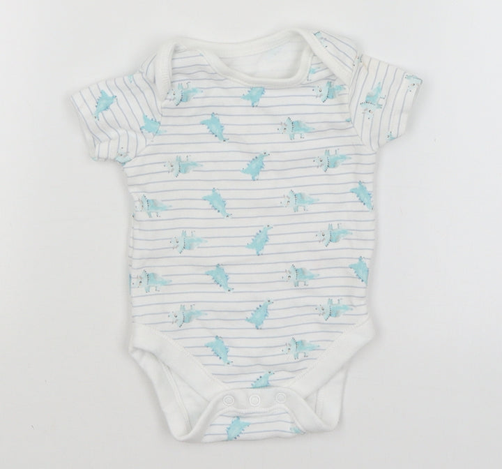 George Baby White Striped  Romper One-Piece Size 3-6 Months  - Dinosaurs