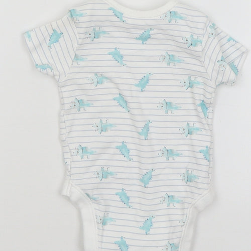 George Baby White Striped  Romper One-Piece Size 3-6 Months  - Dinosaurs